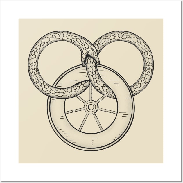 The Snake and the Wheel Wall Art by LateralArt